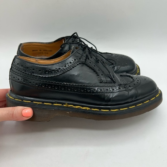 RARE Vtg Dr Martens 3989 Made in England Wingtip Black Brogues Oxfords Chunky - Picture 3 of 12